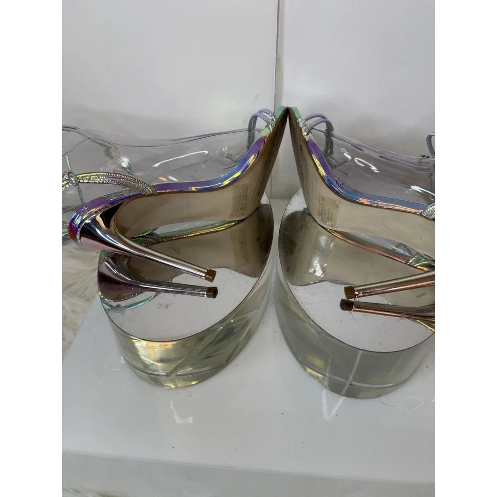 Steve Madden Women's‎ Limelight Strappy Stiletto Sz 7 Iridescent Holographic